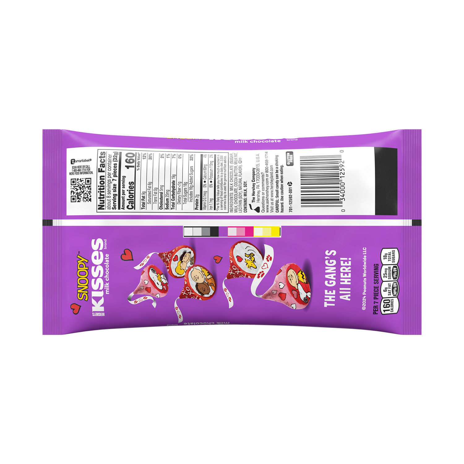 HERSHEY’S KISSES Milk Chocolate Snoopy™ and Friends, Valentine’s Day, Candy Bag, 9.5 oz - THE HERSHEY COMPANY