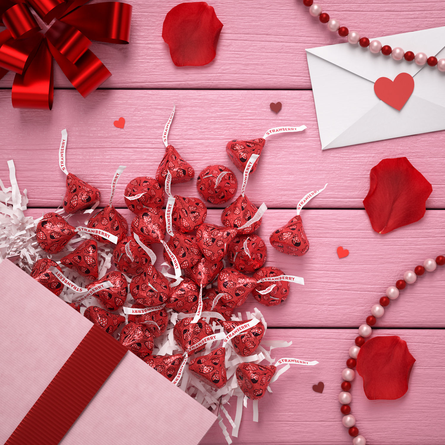 HERSHEY’S KISSES Chocolate Dipped Strawberry, Valentine’s Day, Candy Bag, 9 oz - THE HERSHEY COMPANY